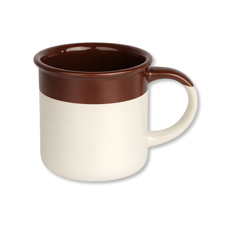 CANECA CERÂMICA VINTAGE BICOLOR CAFÉ/OFF 380ML